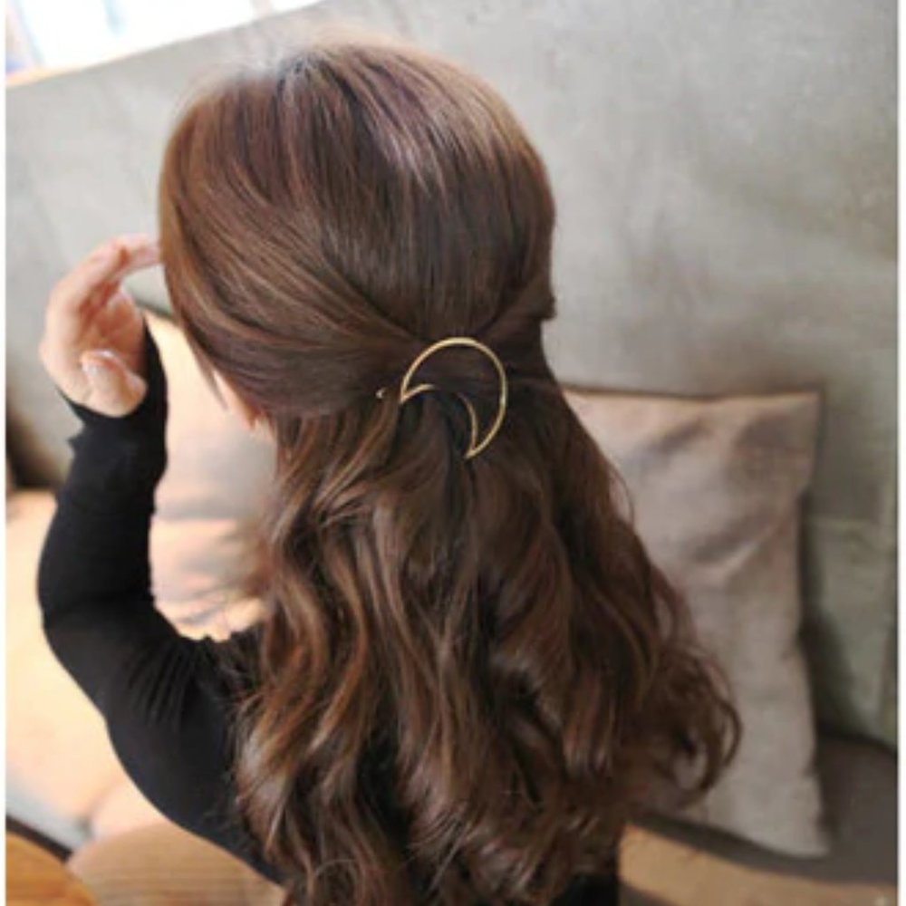 Boho "Moon Phase" Minimalist Crescent Hair Clip - Picture 5 of 11
